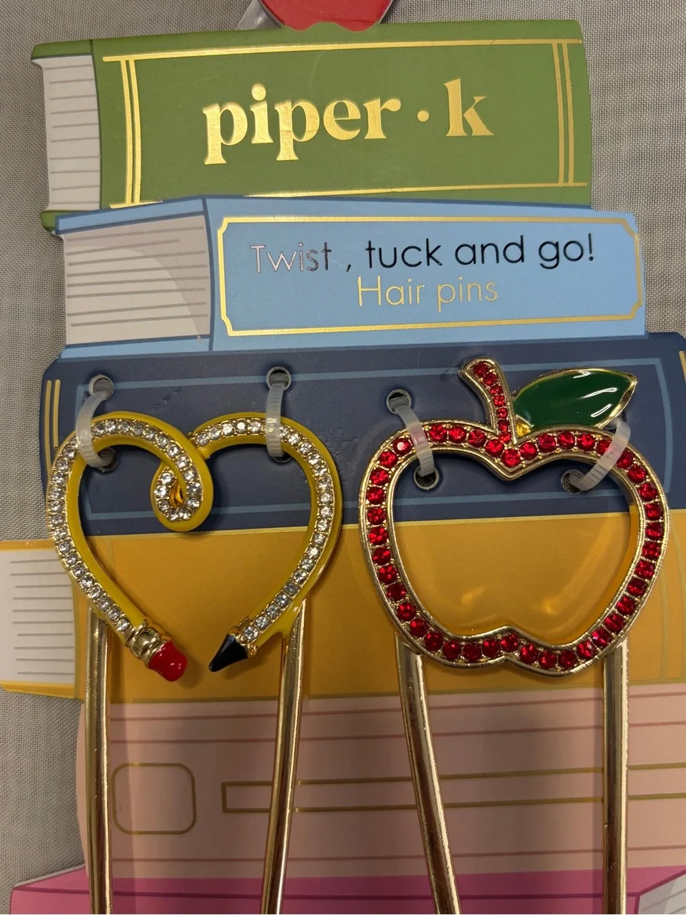 Piper K Back to School Hair Clip & Pin Set – Scissor Claw & Novelty Pins
